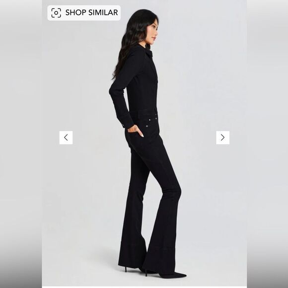 SER.O.YA Dee Dee Black denim Flares Jumpsuit bell bottom stretch zip NWT XL - Picture 6 of 12